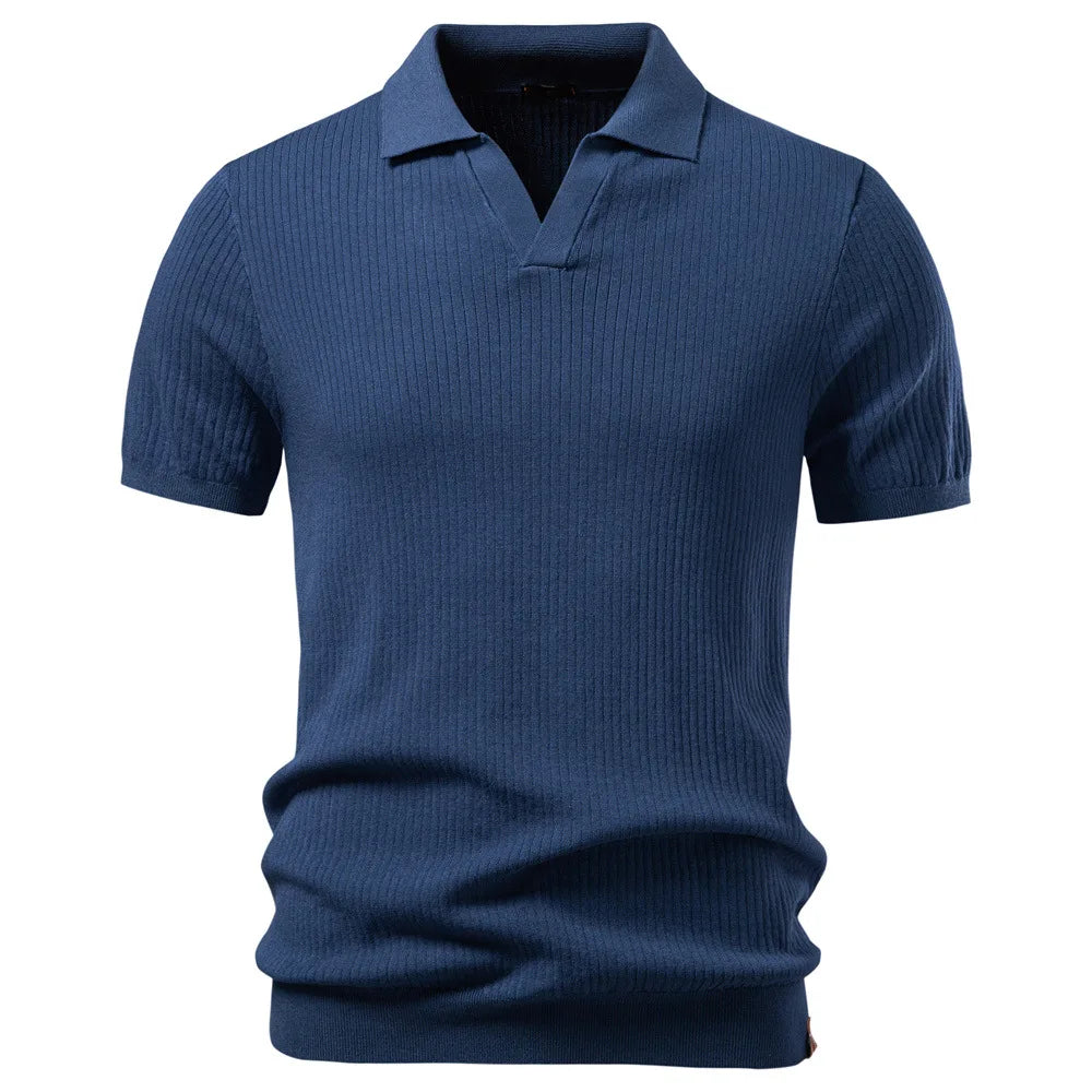 Men’s Ribbed Knit Polo Shirt