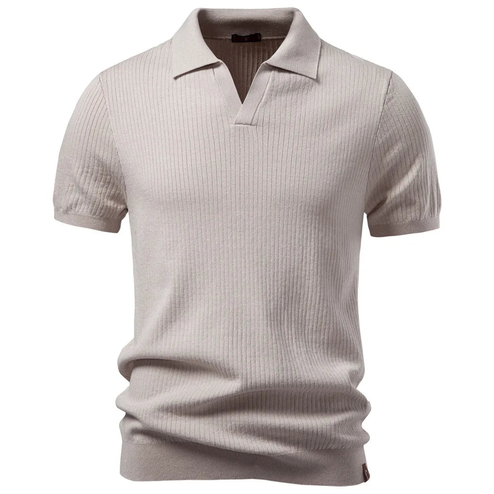 Men’s Ribbed Knit Polo Shirt