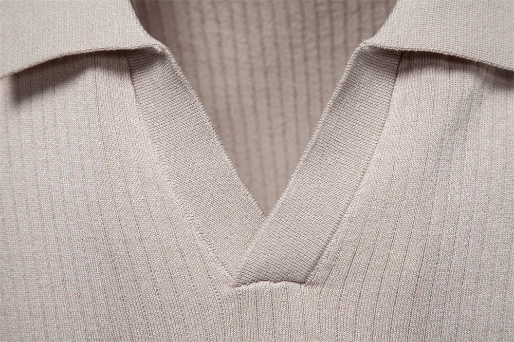 Men’s Ribbed Knit Polo Shirt