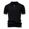 Elegant Short Sleeve Zip Collar Tee