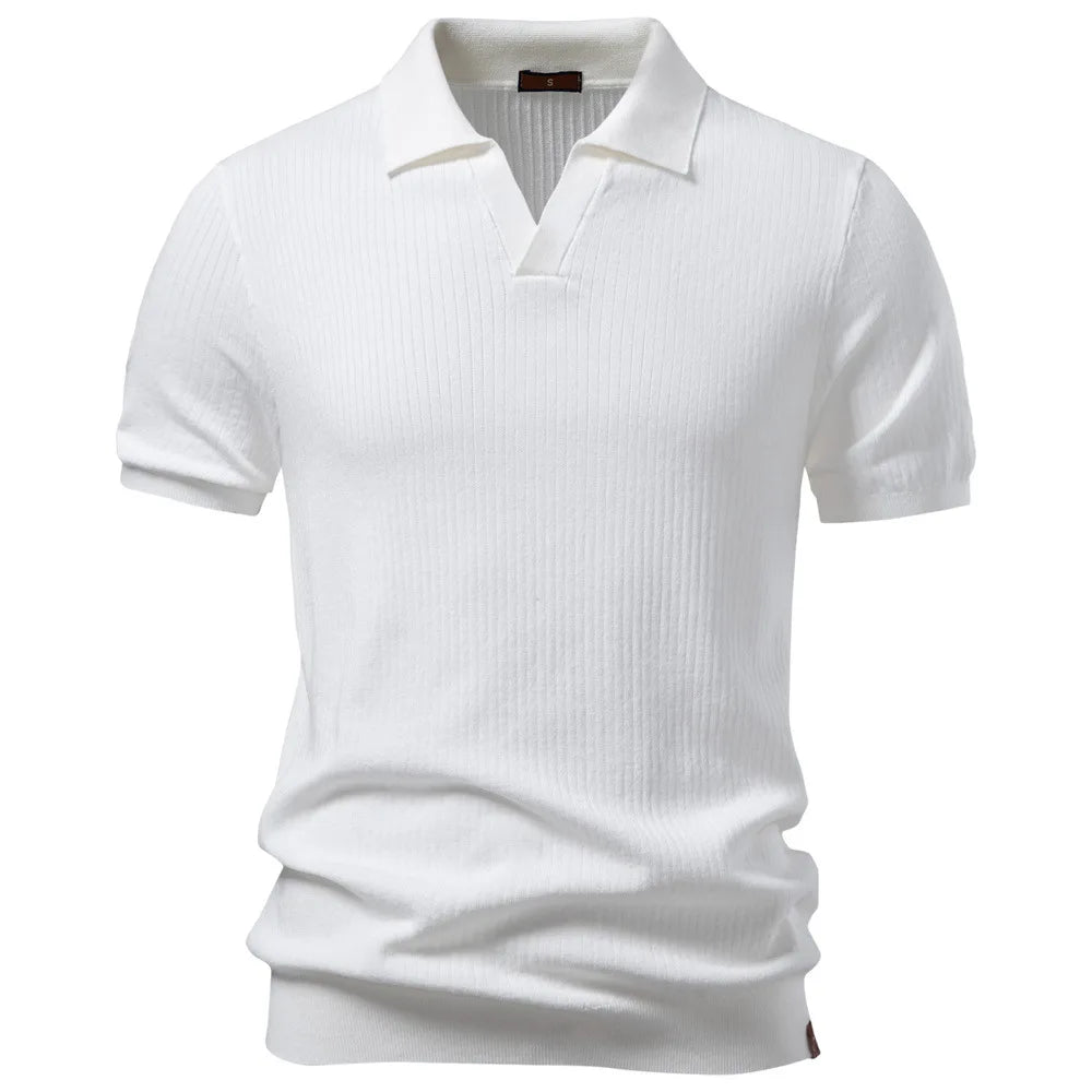 Men’s Ribbed Knit Polo Shirt