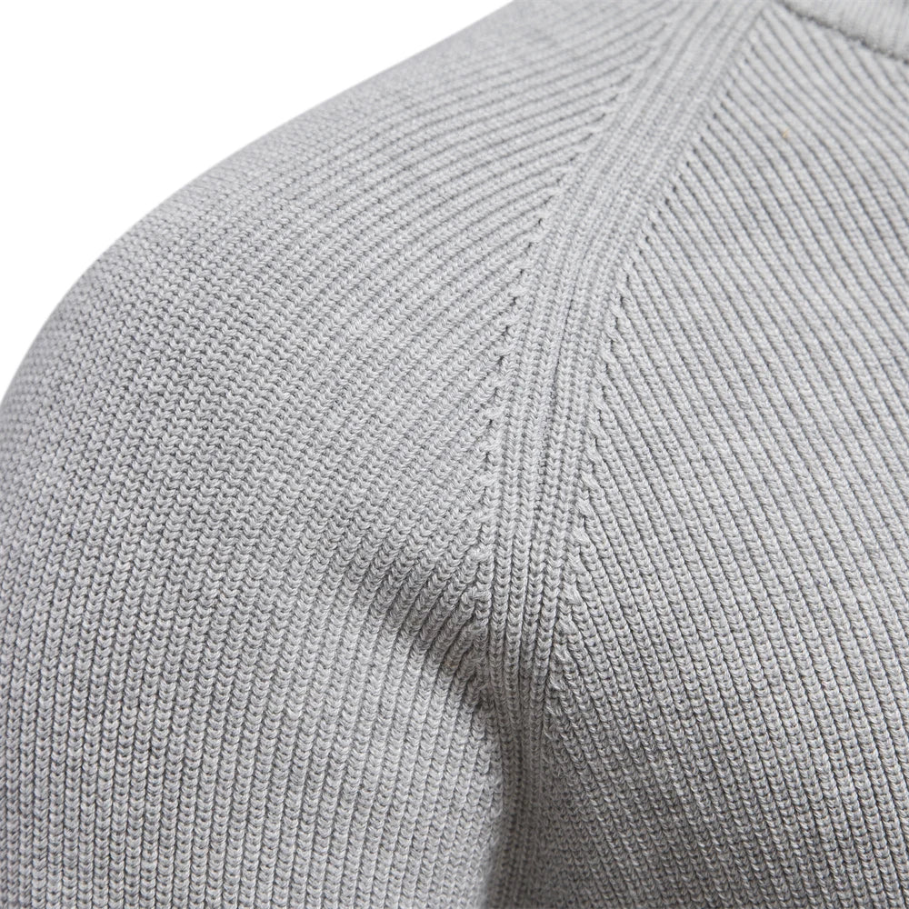 Classic Ribbed Knit Zip Pullover
