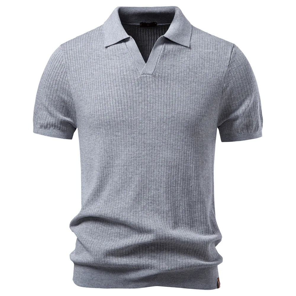 Men’s Ribbed Knit Polo Shirt