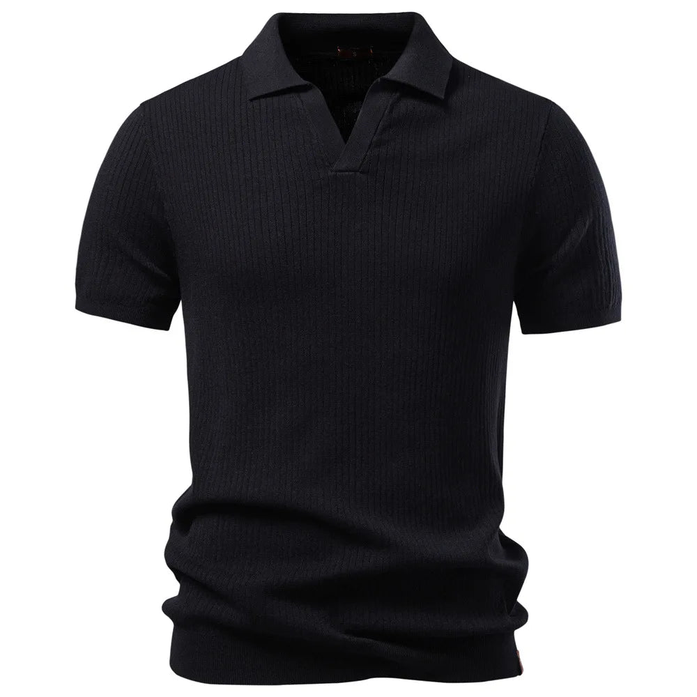 Men’s Ribbed Knit Polo Shirt