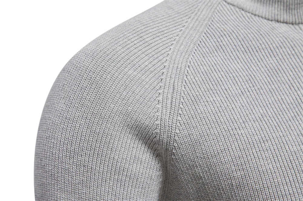 Classic Ribbed Knit Zip Pullover