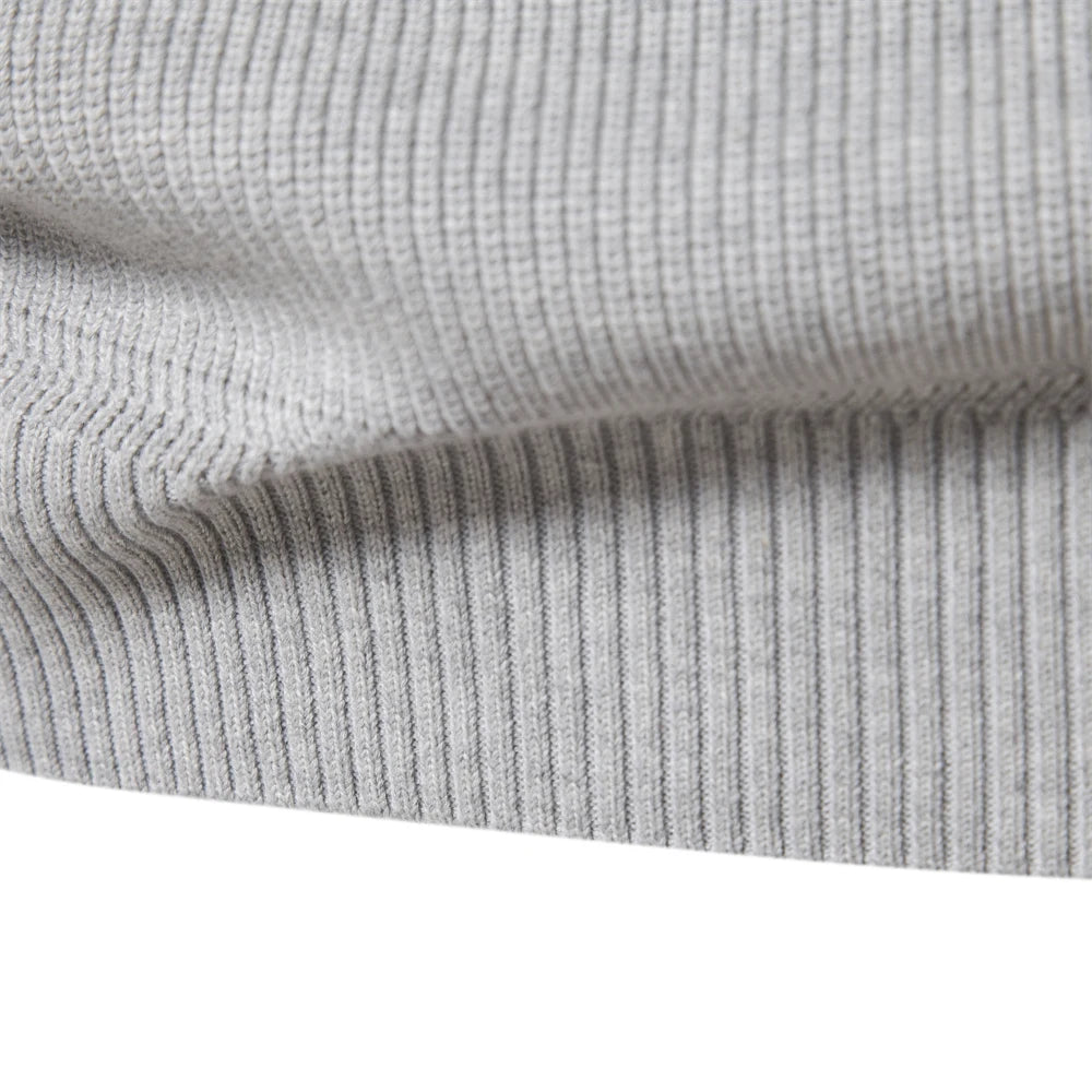 Classic Ribbed Knit Zip Pullover