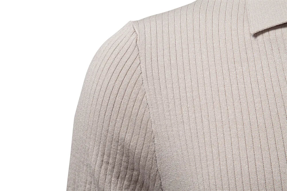 Men’s Ribbed Knit Polo Shirt