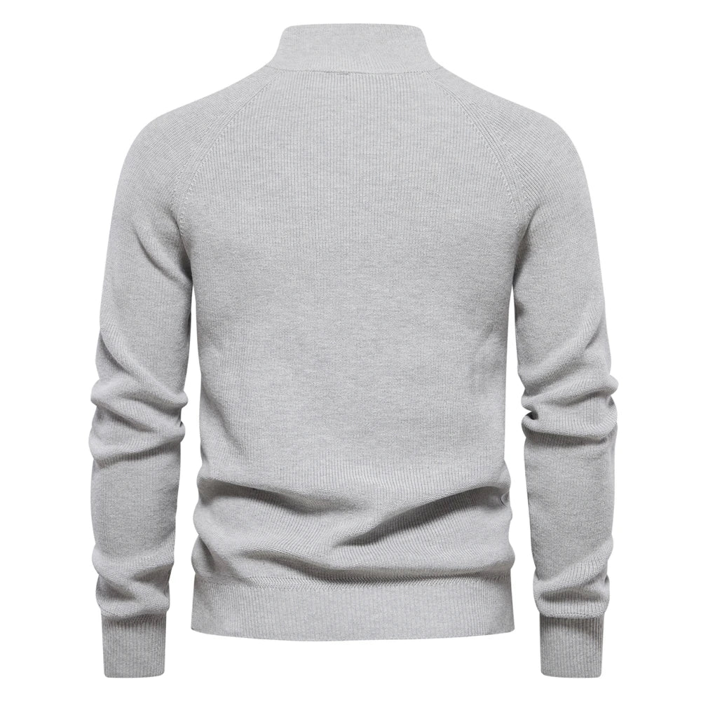 Classic Ribbed Knit Zip Pullover