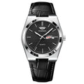 Classic Silver Black Leather Watch