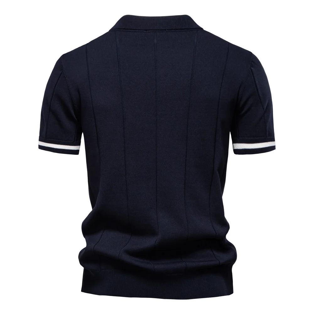 Elegant Short Sleeve Zip Collar Tee