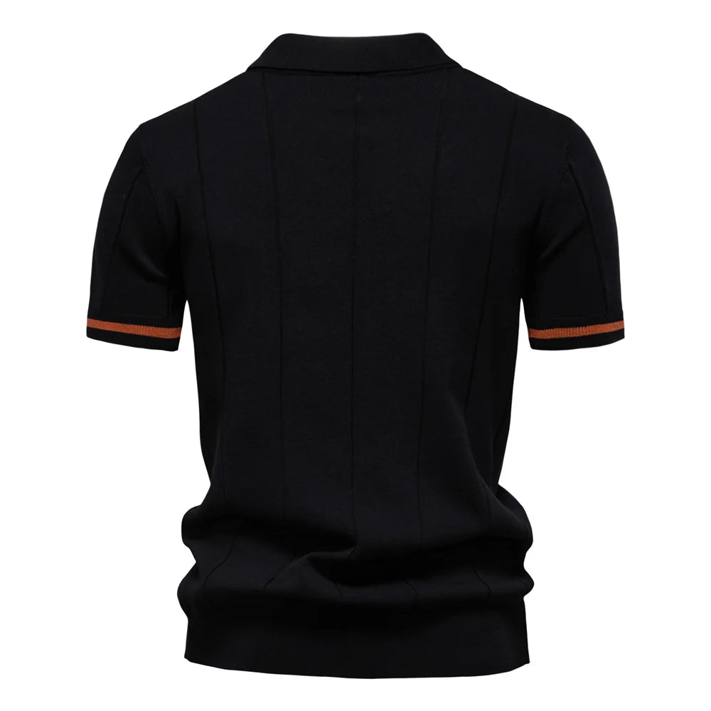Elegant Short Sleeve Zip Collar Tee
