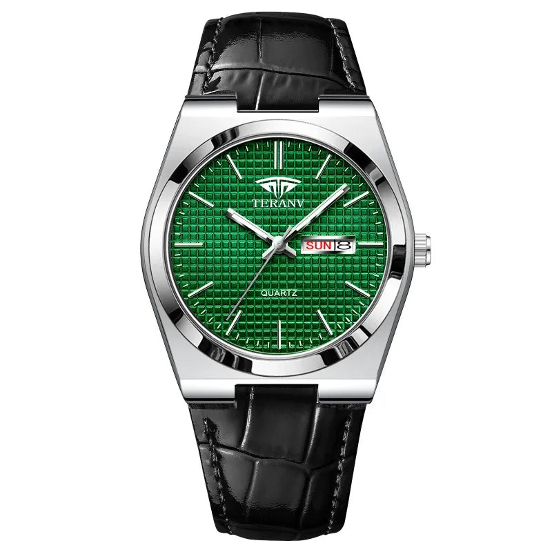 Classic Silver Black Leather Watch
