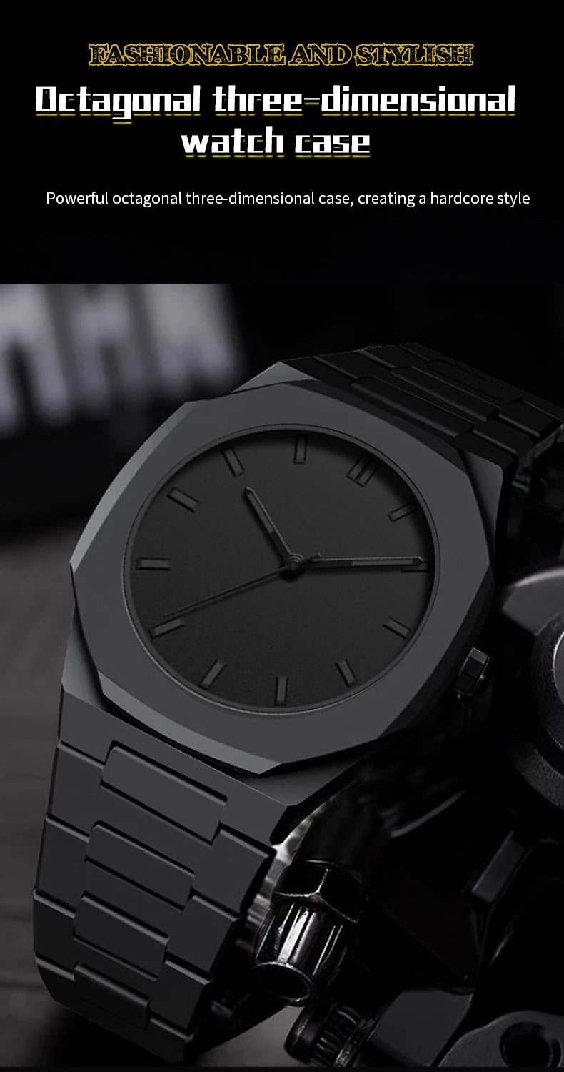 Minimalist Black Stainless Steel Watch