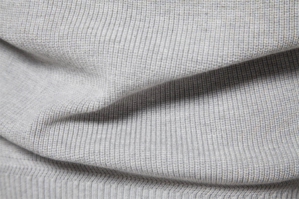 Classic Ribbed Knit Zip Pullover
