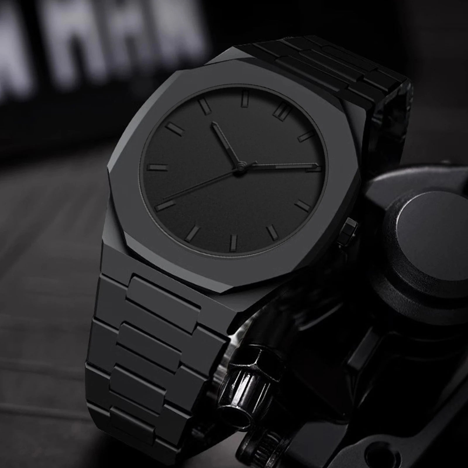 Minimalist Black Stainless Steel Watch